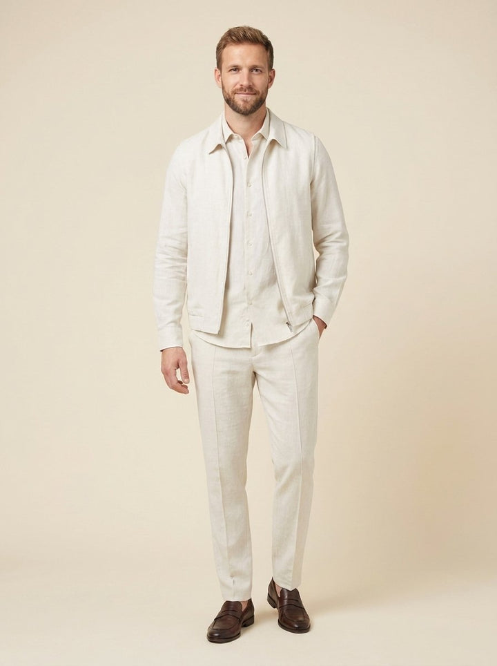 DARIO men's zip vest set white
