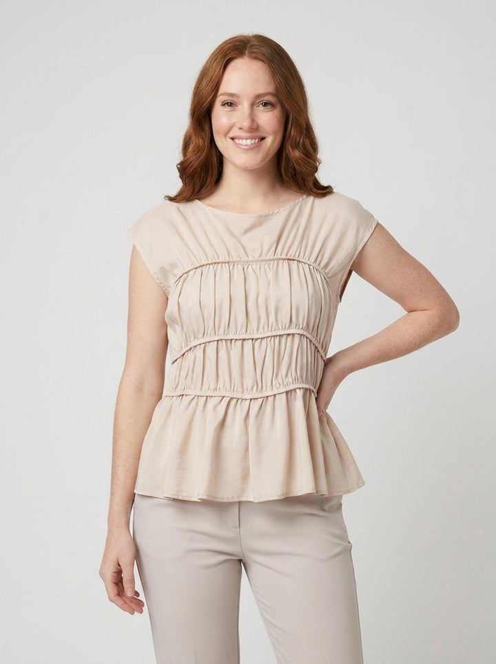 Dashi peplum top beige
