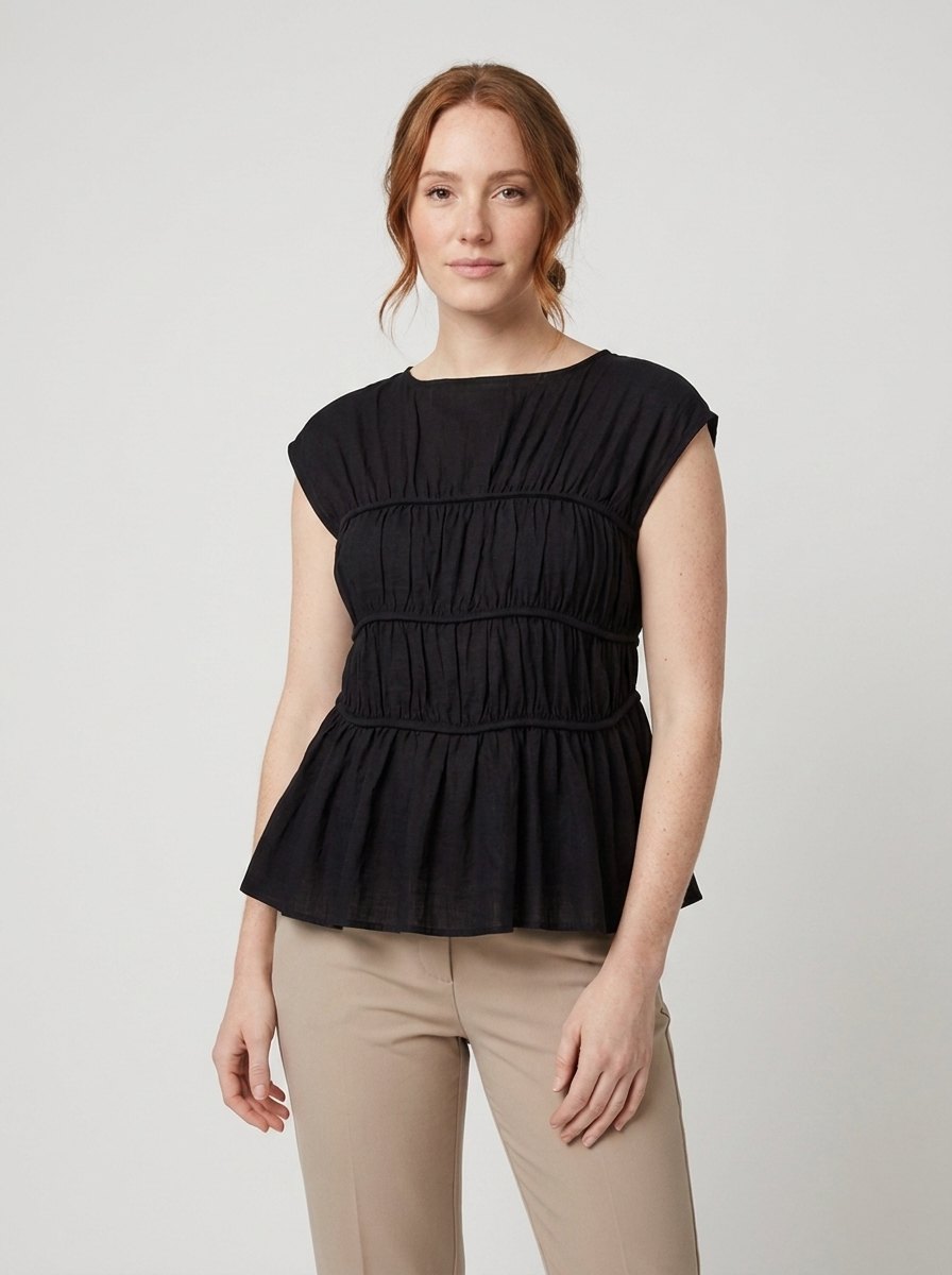Dashi peplum top black