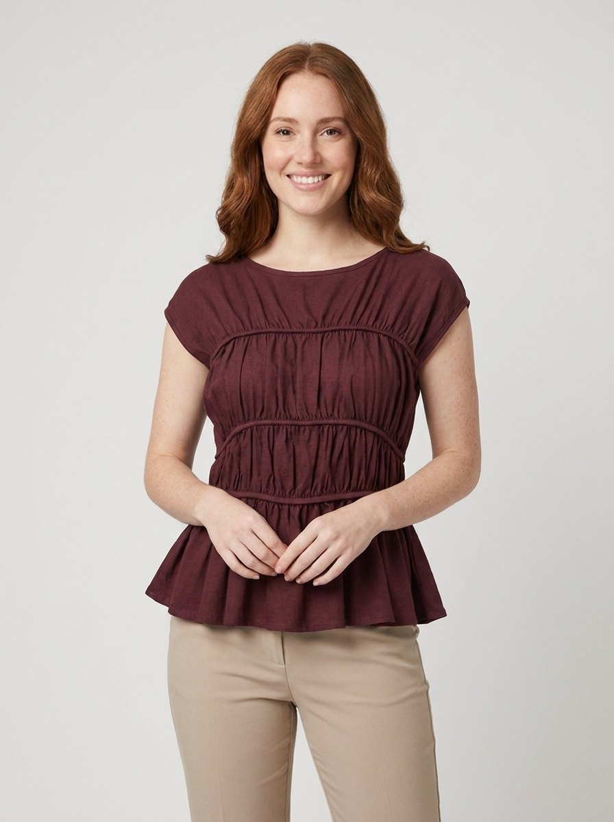 Dashi peplum top burgundy