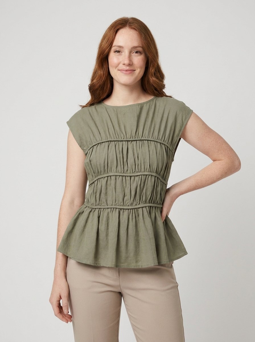 Dashi peplum top green
