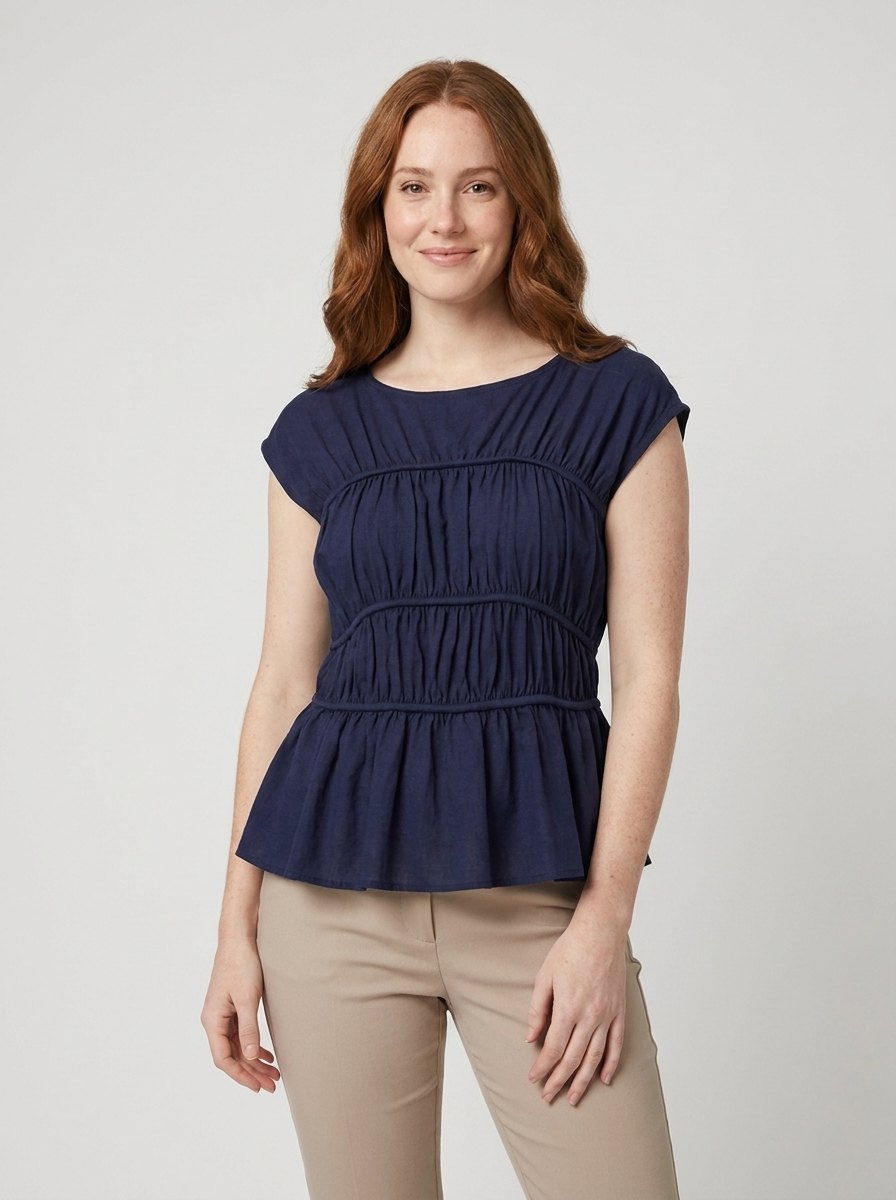 Dashi peplum top navy