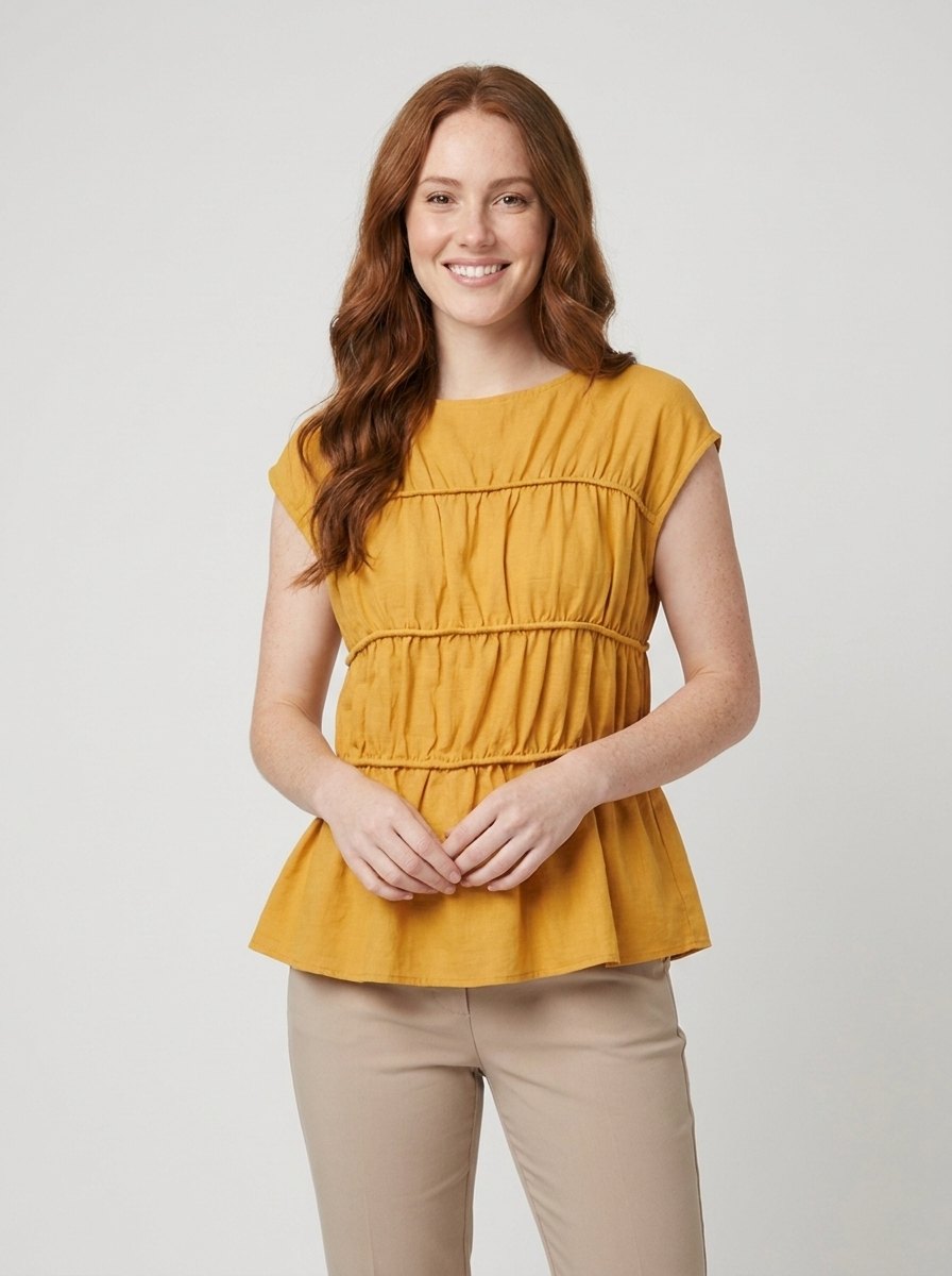 Dashi peplum top yellow