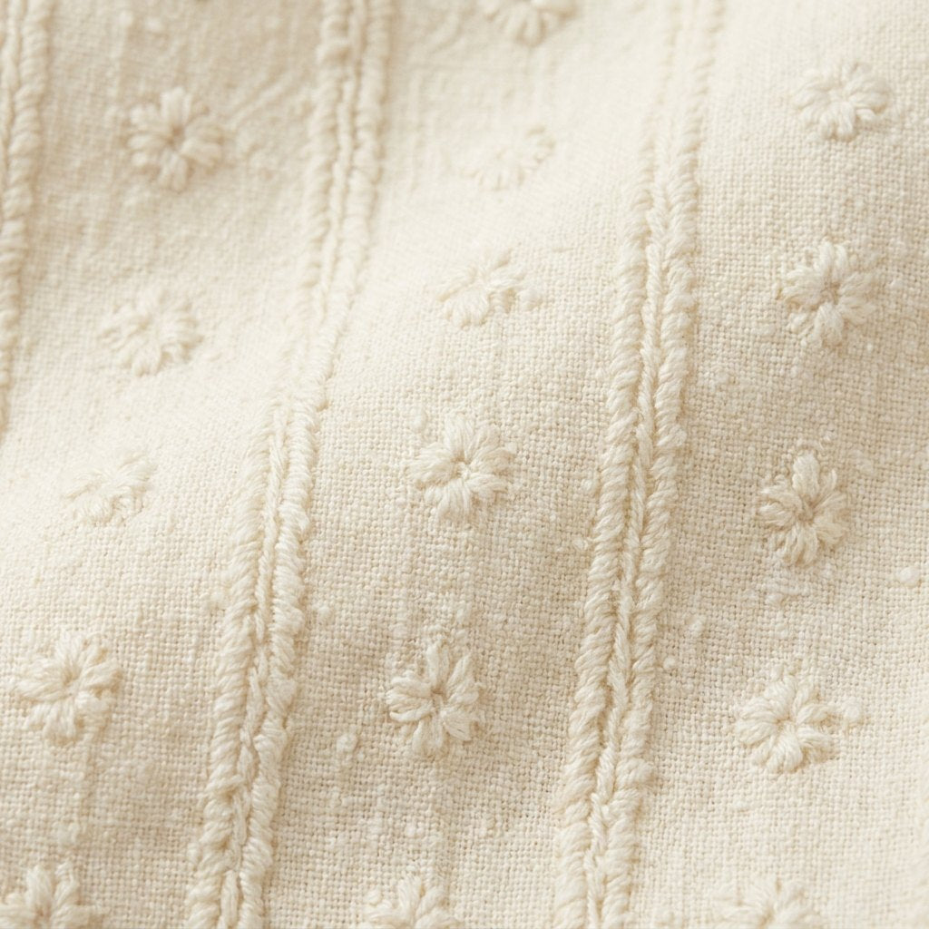 Daxon ivory embroidered stripe fabric detail