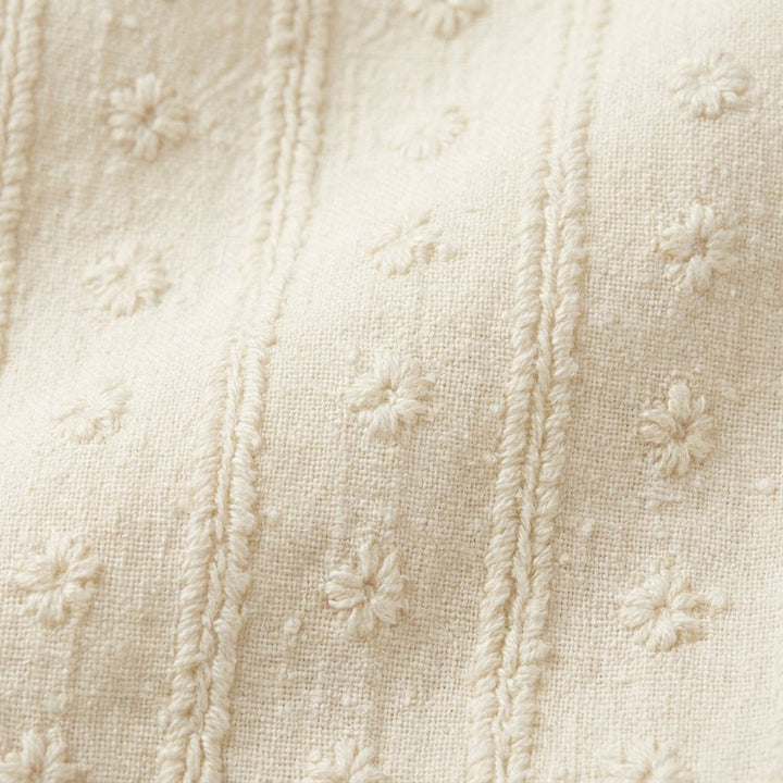 Daxon ivory embroidered stripe fabric detail
