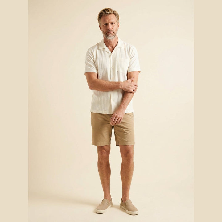 Daxon ivory embroidered stripe shirt front pose