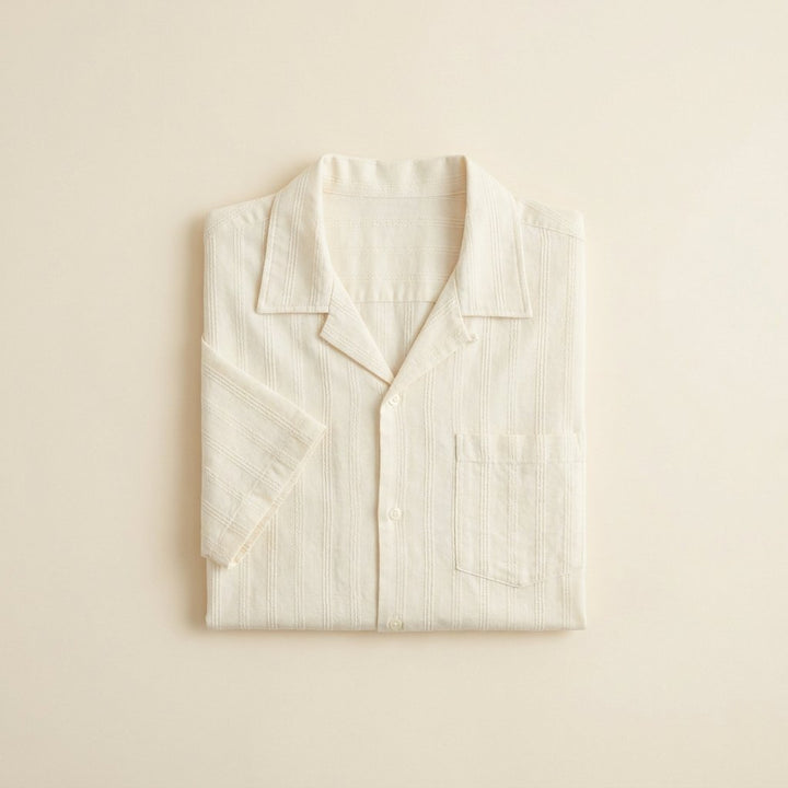 Daxon ivory embroidered stripe shirt product flat lay