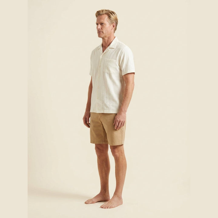 Daxon ivory embroidered stripe shirt side