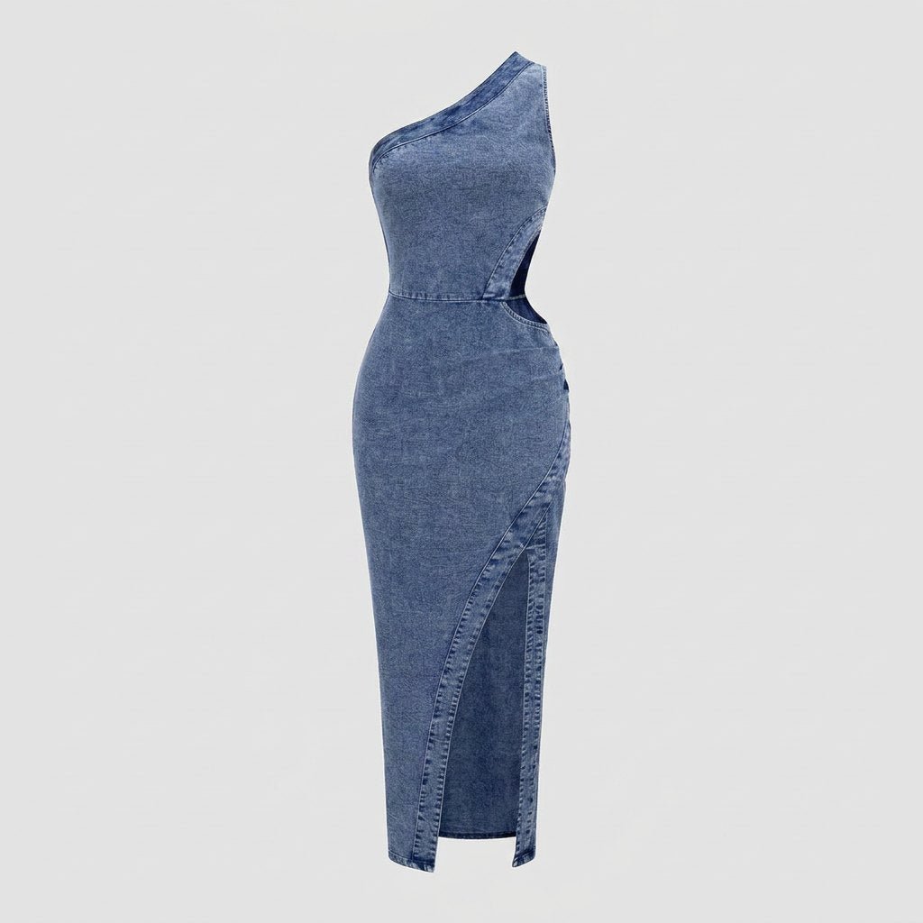 Dazzle denim one-shoulder dress product