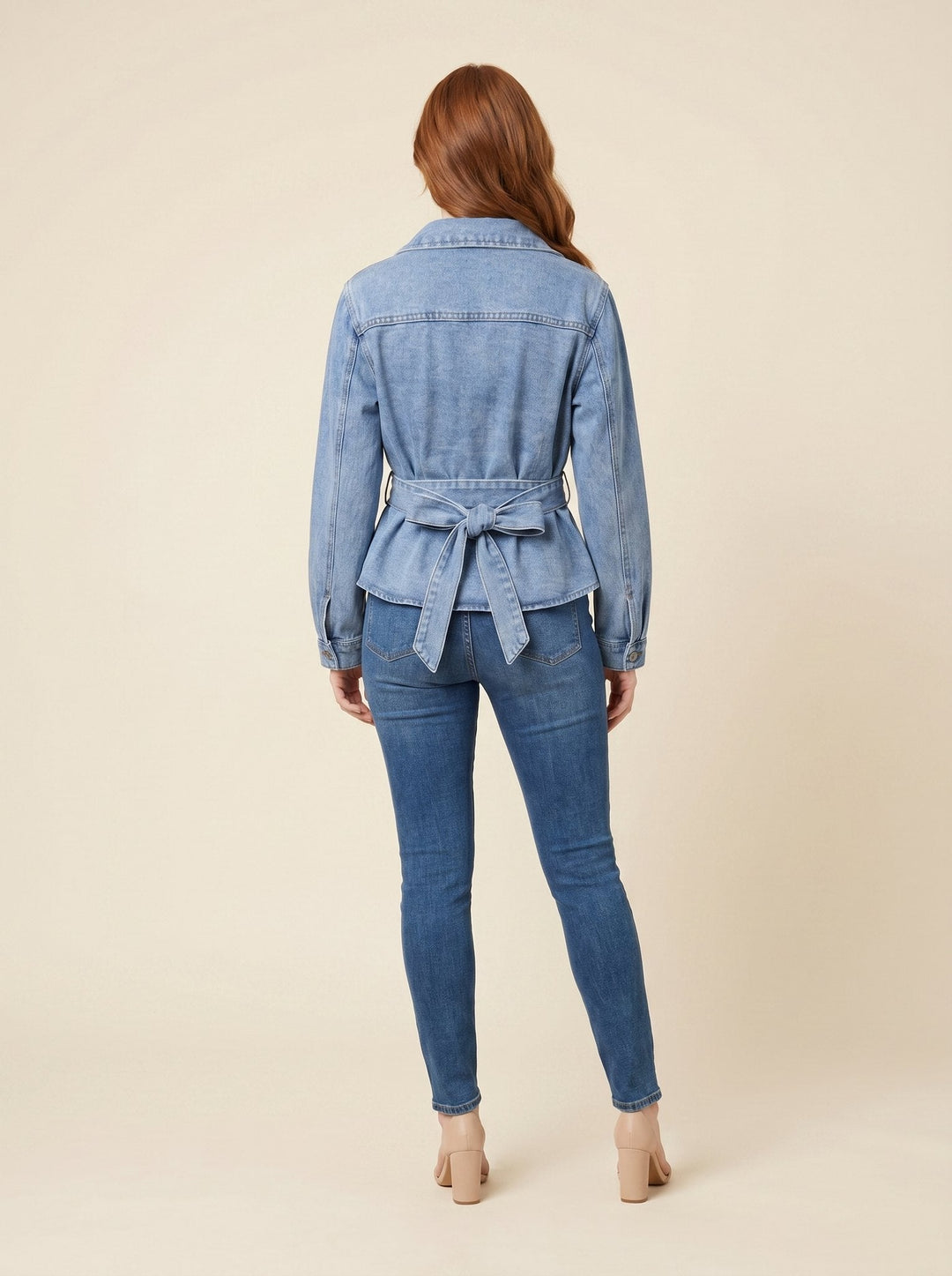Denim tie-up long sleeve shirt back