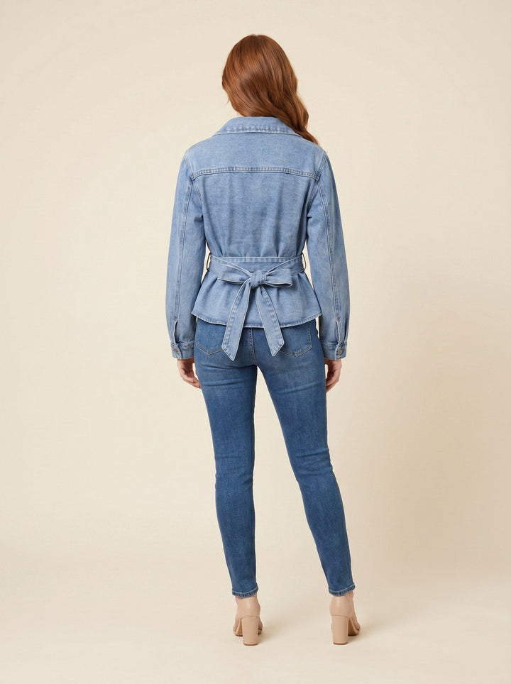 Denim tie-up long sleeve shirt back