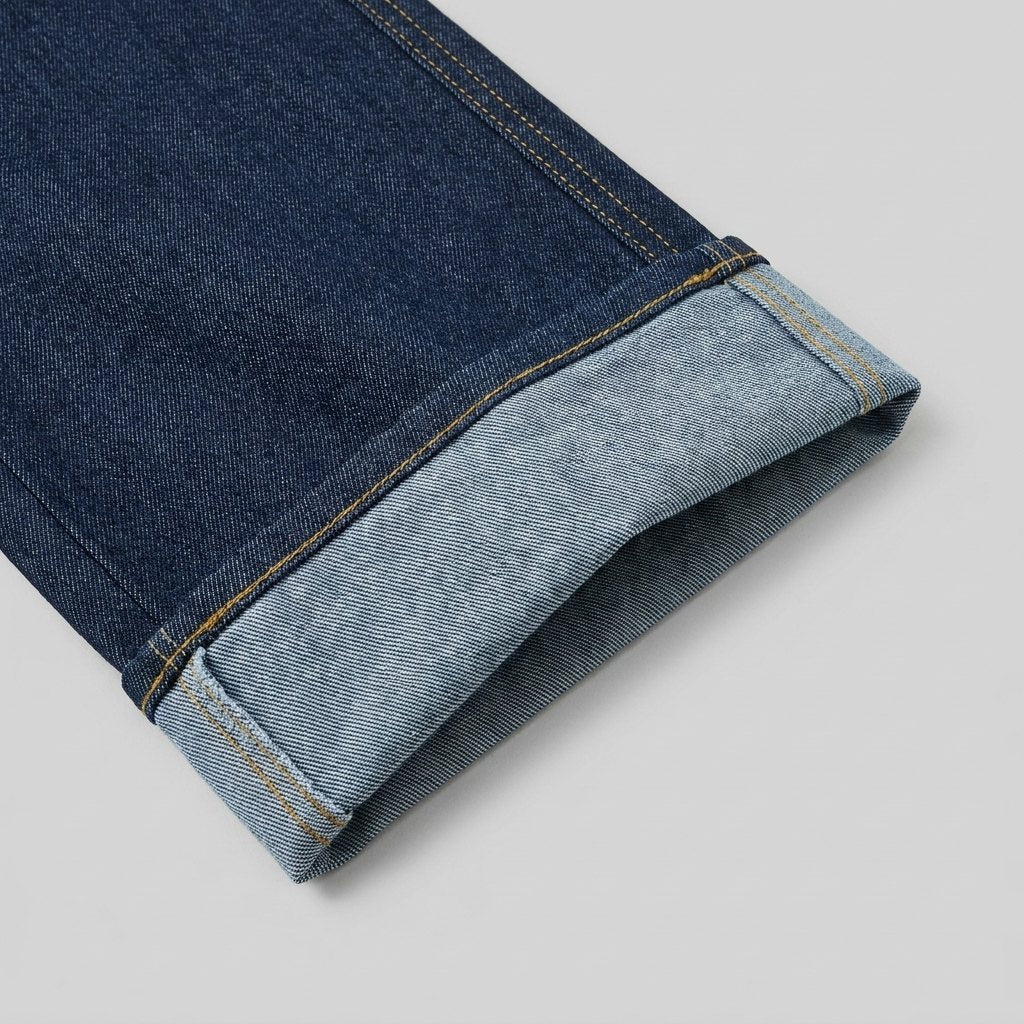 Double Blue denim fabric cuff close up