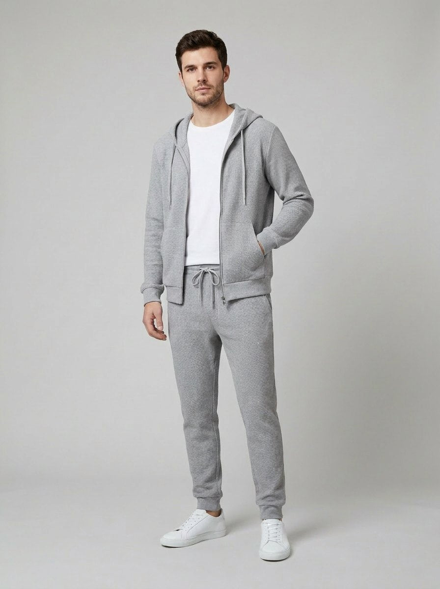 Eduardo mens knit lounge set steel gray front