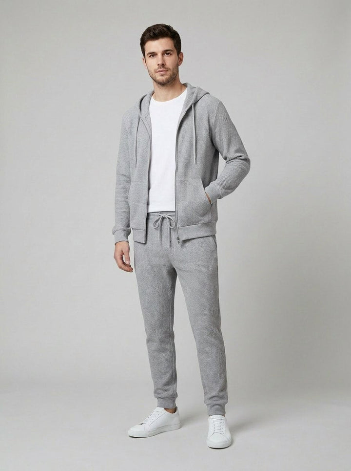 Eduardo mens knit lounge set steel gray front