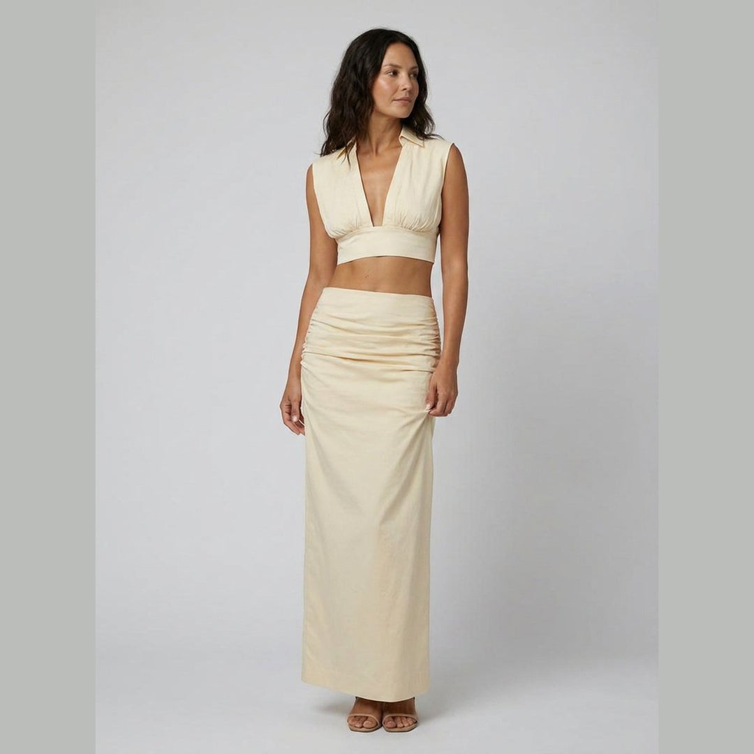 Elysia cream co-ord set walking pose