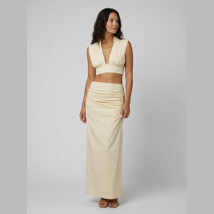 Elysia cream co-ord set walking pose