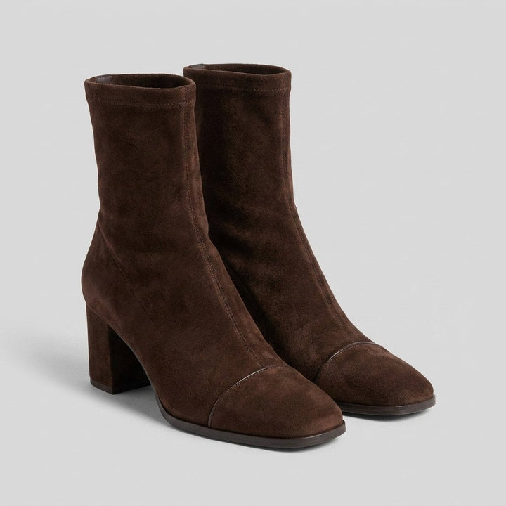 Elysian brown suede ankle boots front view