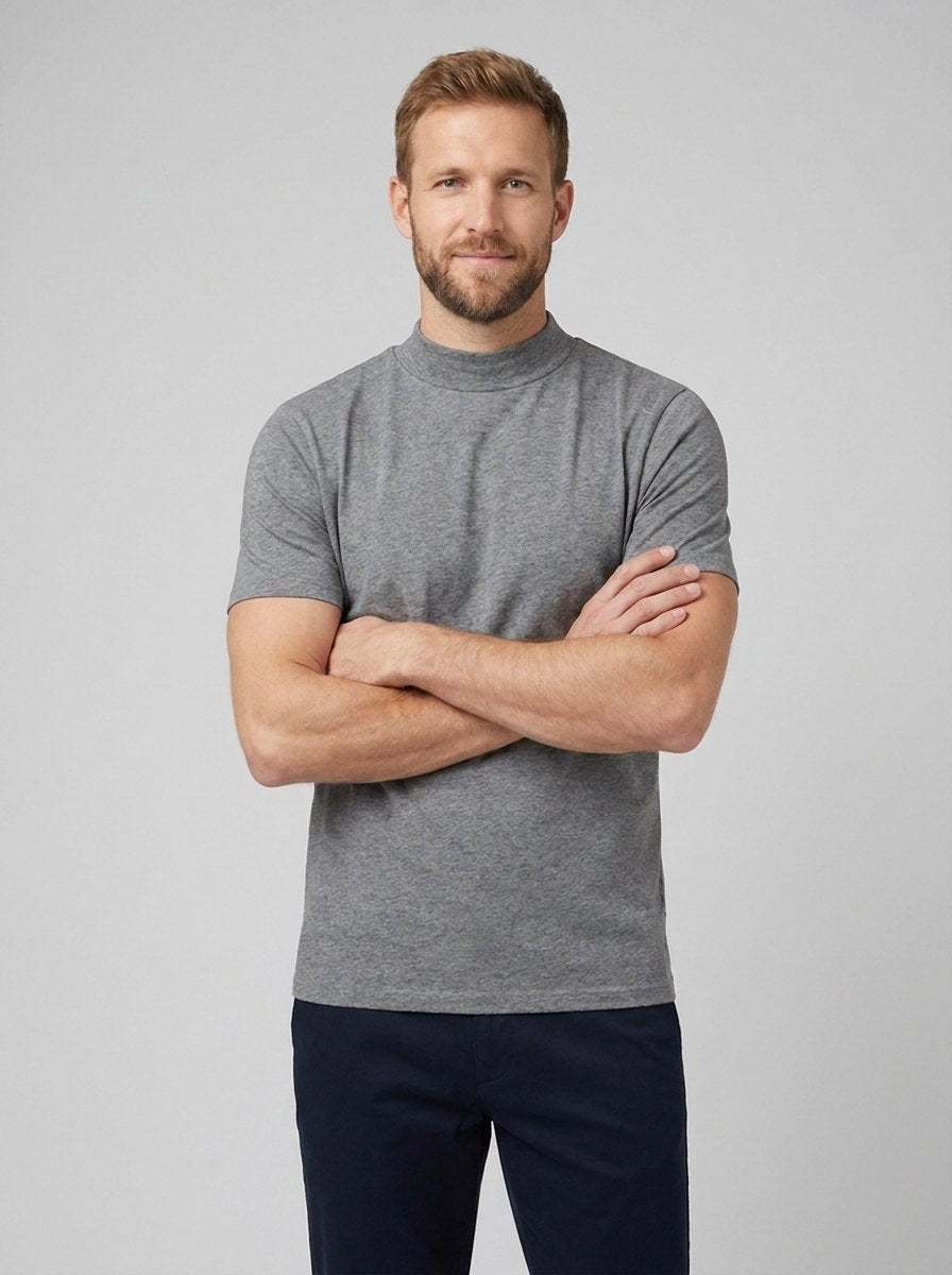 Elysian men's mock-neck t-shirt grey