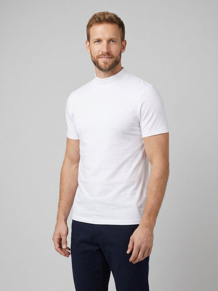 Elysian men's mock-neck t-shirt white