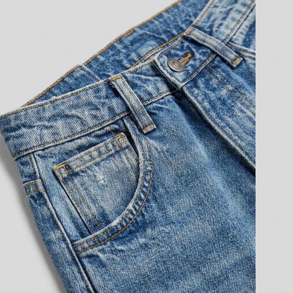 Elysian wide-leg jeans denim fabric close-up