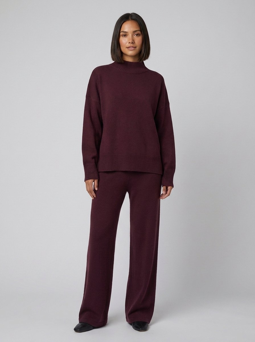 EVA knit two-piece set burgundy