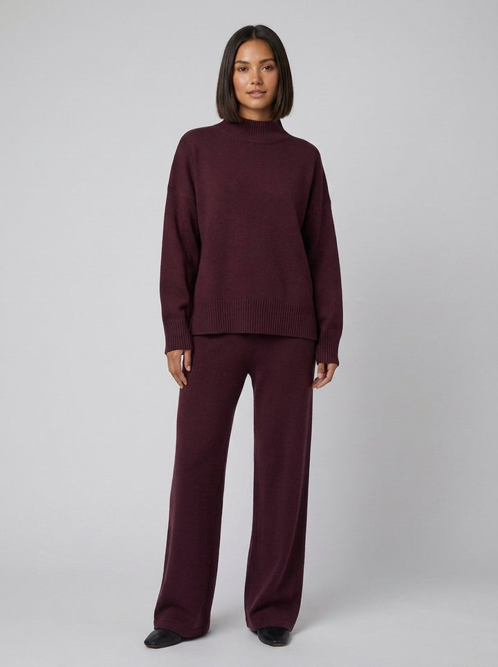 EVA knit two-piece set burgundy