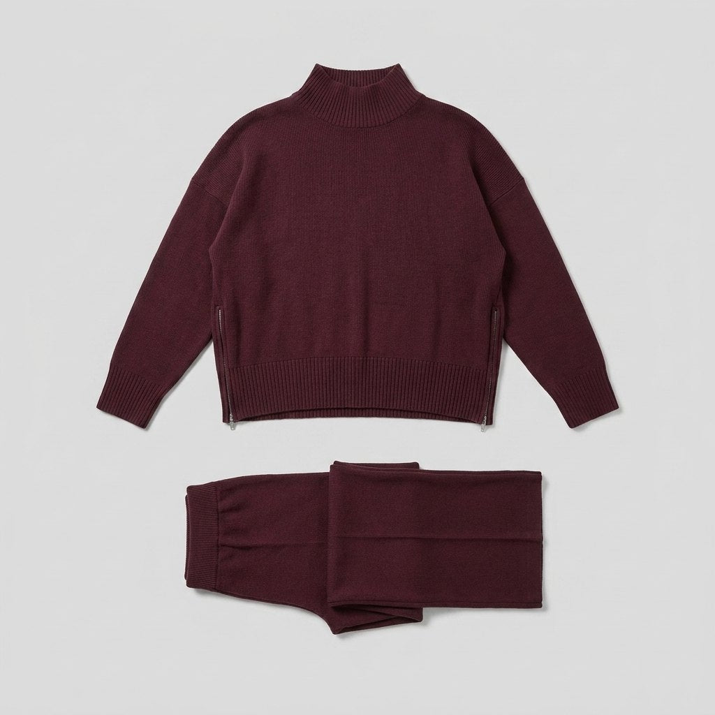 EVA knit two-piece set flat lay