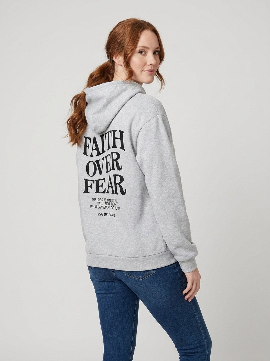 Faith Over Fear hoodie gray