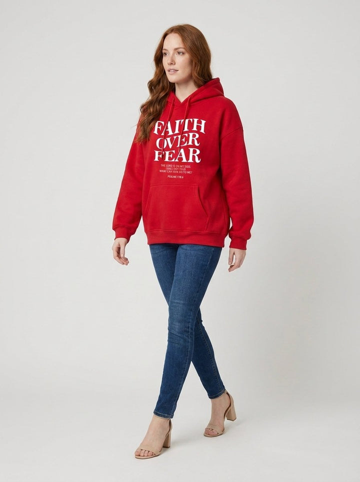 Faith Over Fear hoodie red