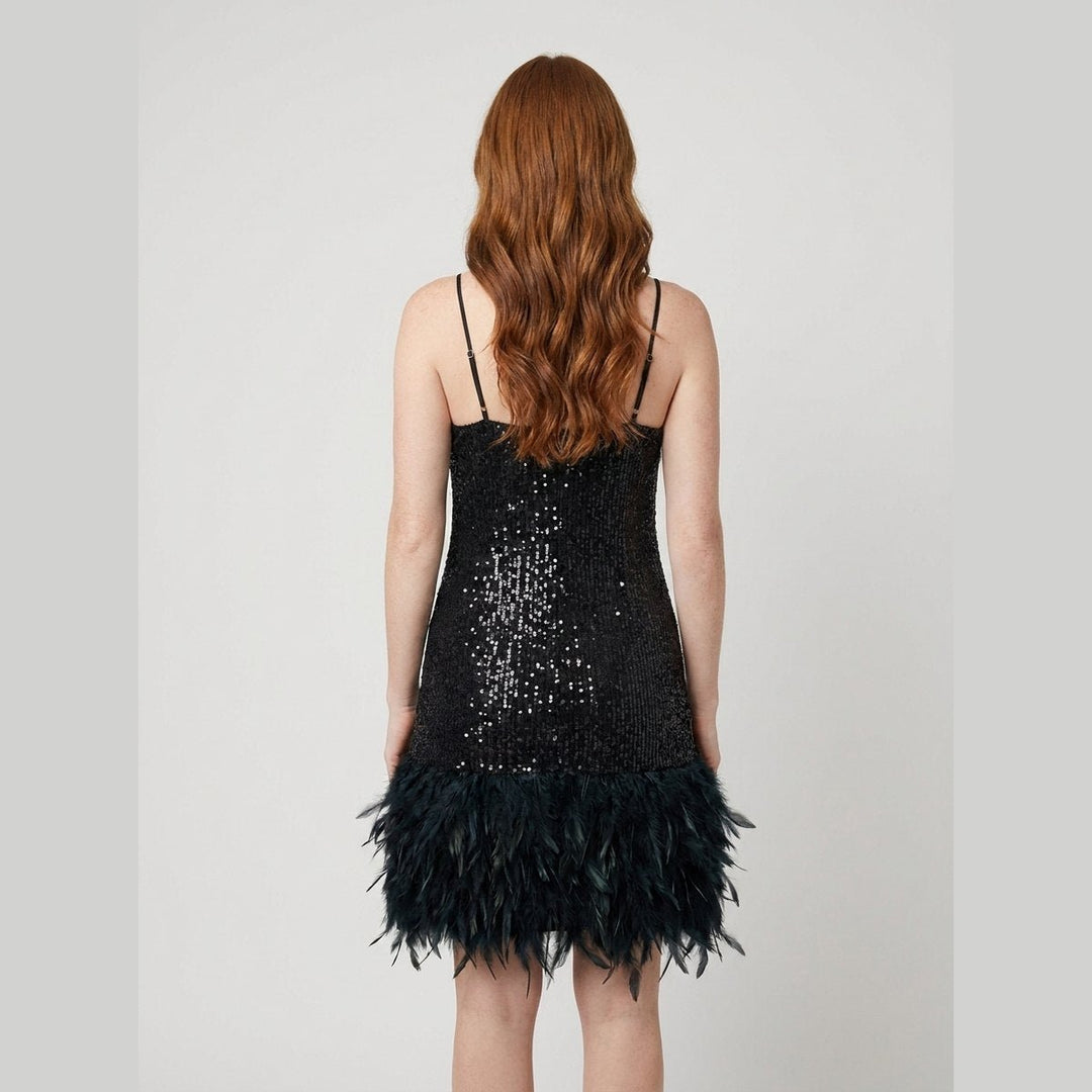 Felicity sequin feather party dress back view