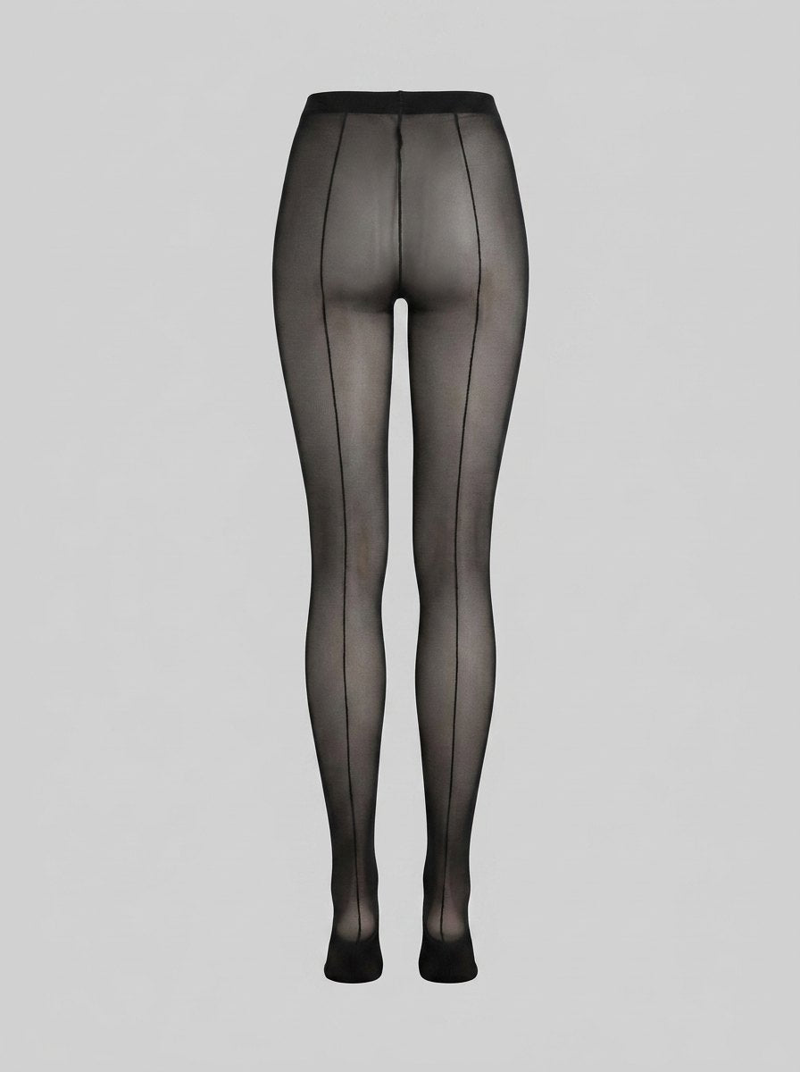 Feline sheer tights black back-seam rear