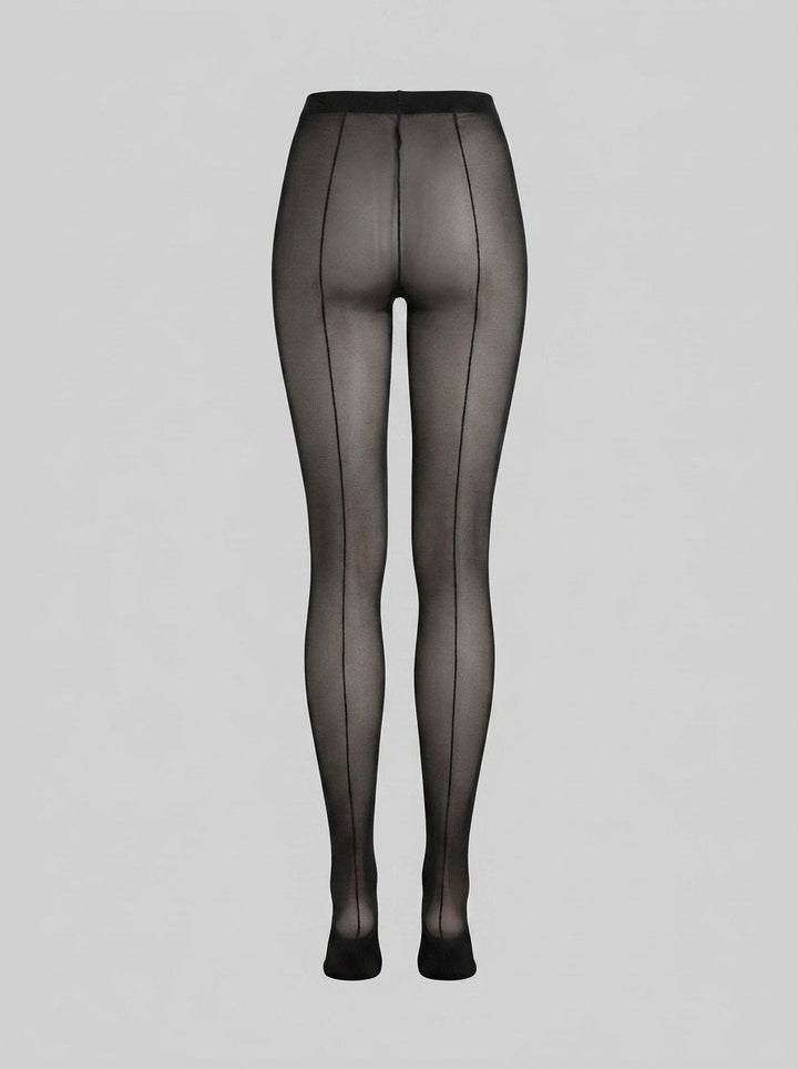 Feline sheer tights black back-seam rear