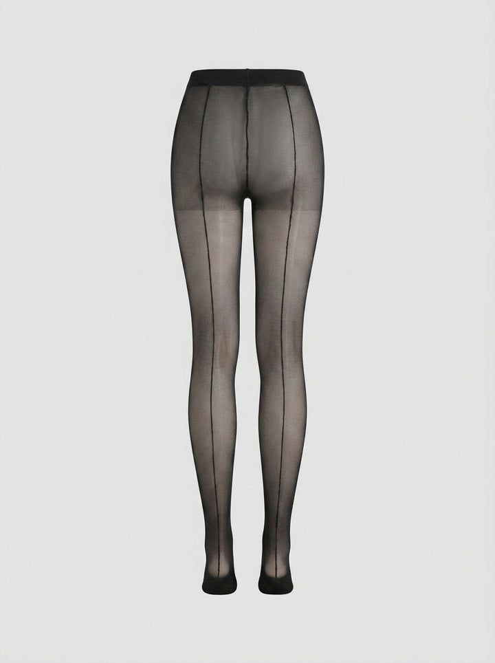 Feline sheer tights black back-seam front