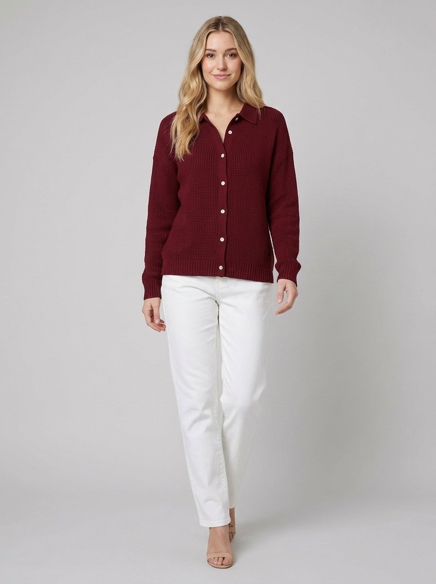 Fiora cardigan dark red