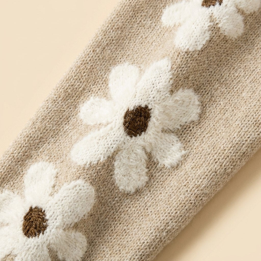 Fleur sweater sleeve floral knit fabric close-up