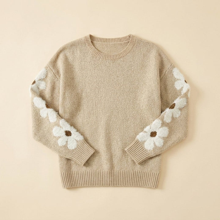 Fleur beige knit sweater product flat lay