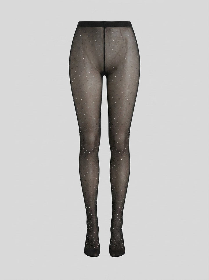 Fran sheer sparkle tights black front