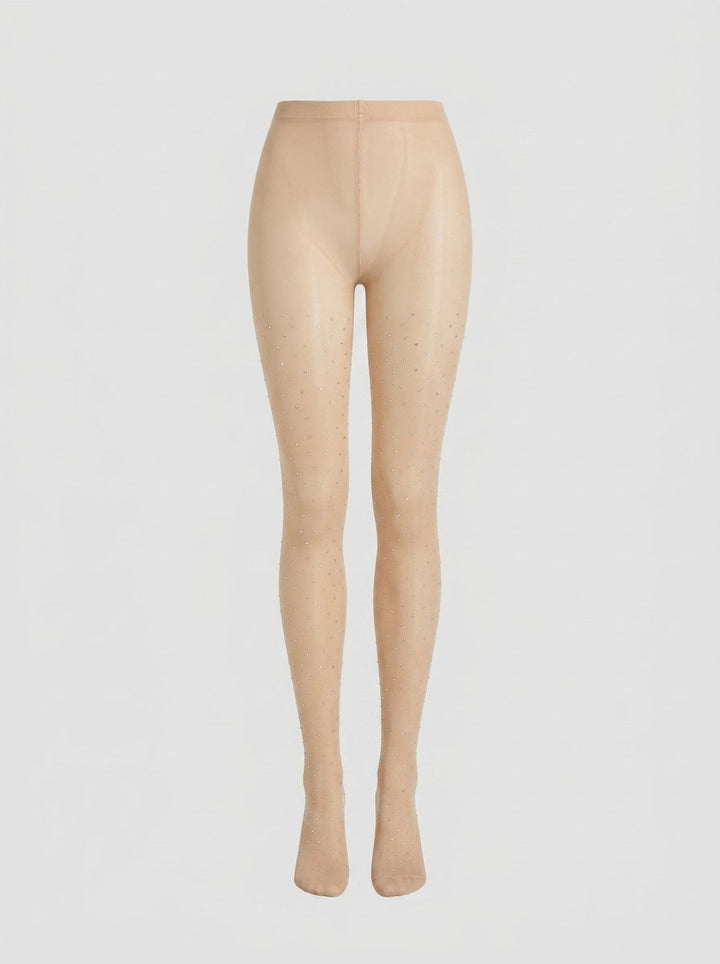 Fran sheer sparkle tights creme front