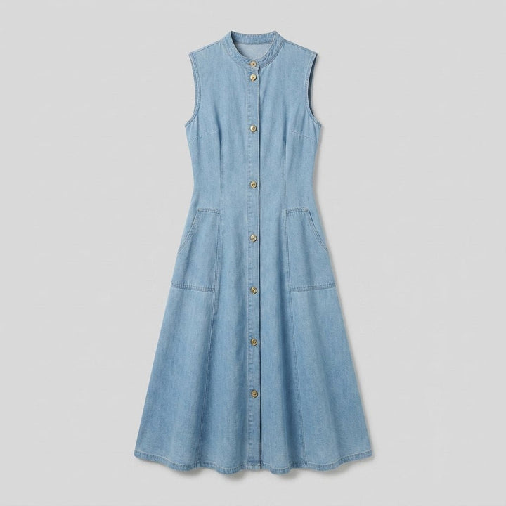 Georgina denim midi dress product flat lay