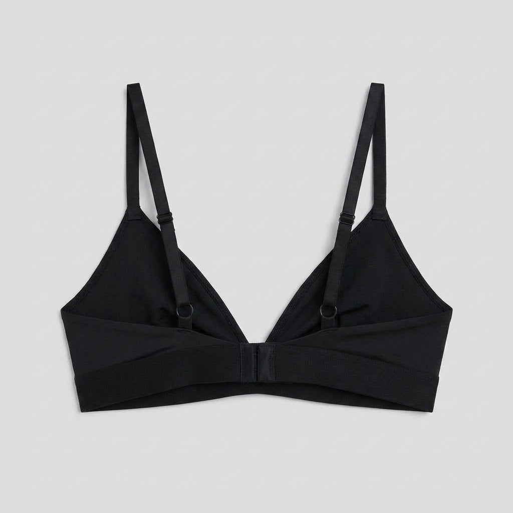 Glimmer Triangle Bralette black back flat-lay