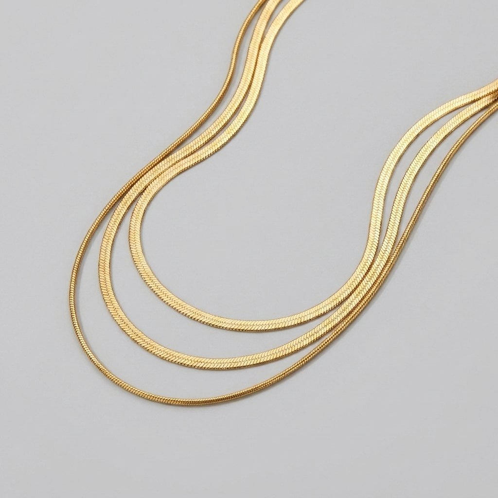 Gold multi layered chain necklace