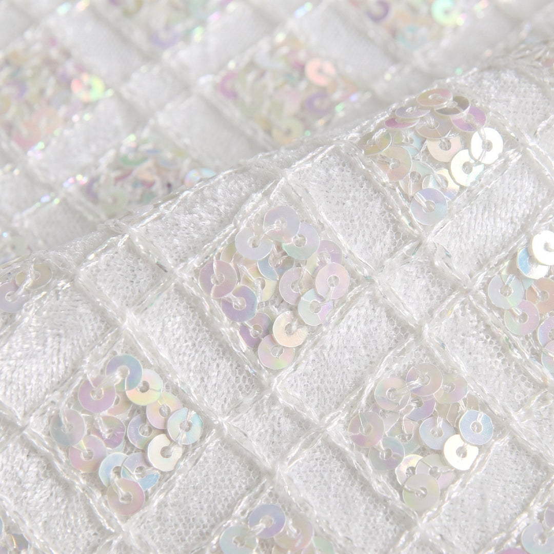 Haven Elegant Jumpsuit white velvet sequin fabric close up