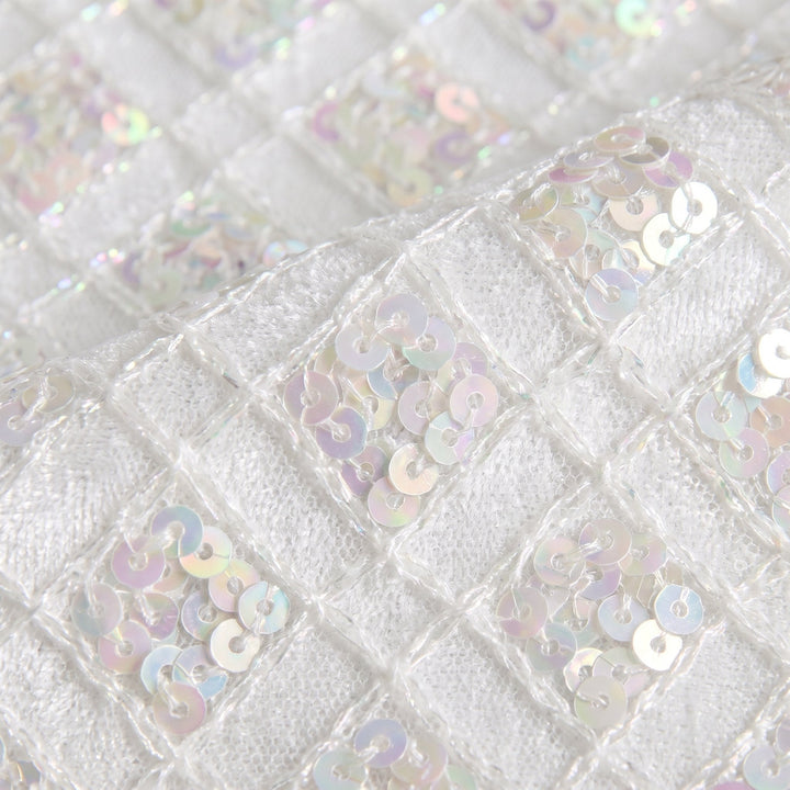 Haven Elegant Jumpsuit white velvet sequin fabric close up