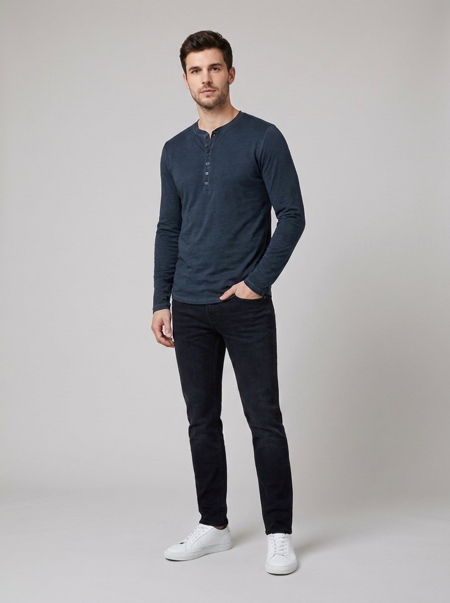 HENLEY long sleeve shirt blue