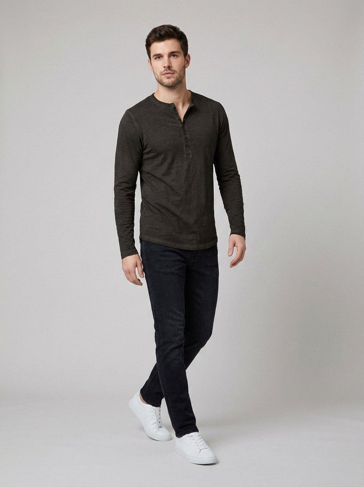 HENLEY long sleeve shirt dark gray