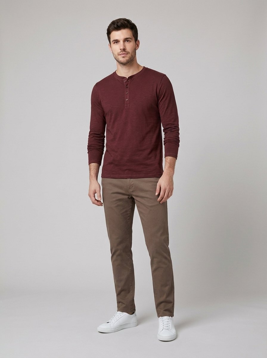 HENLEY long sleeve shirt dark red