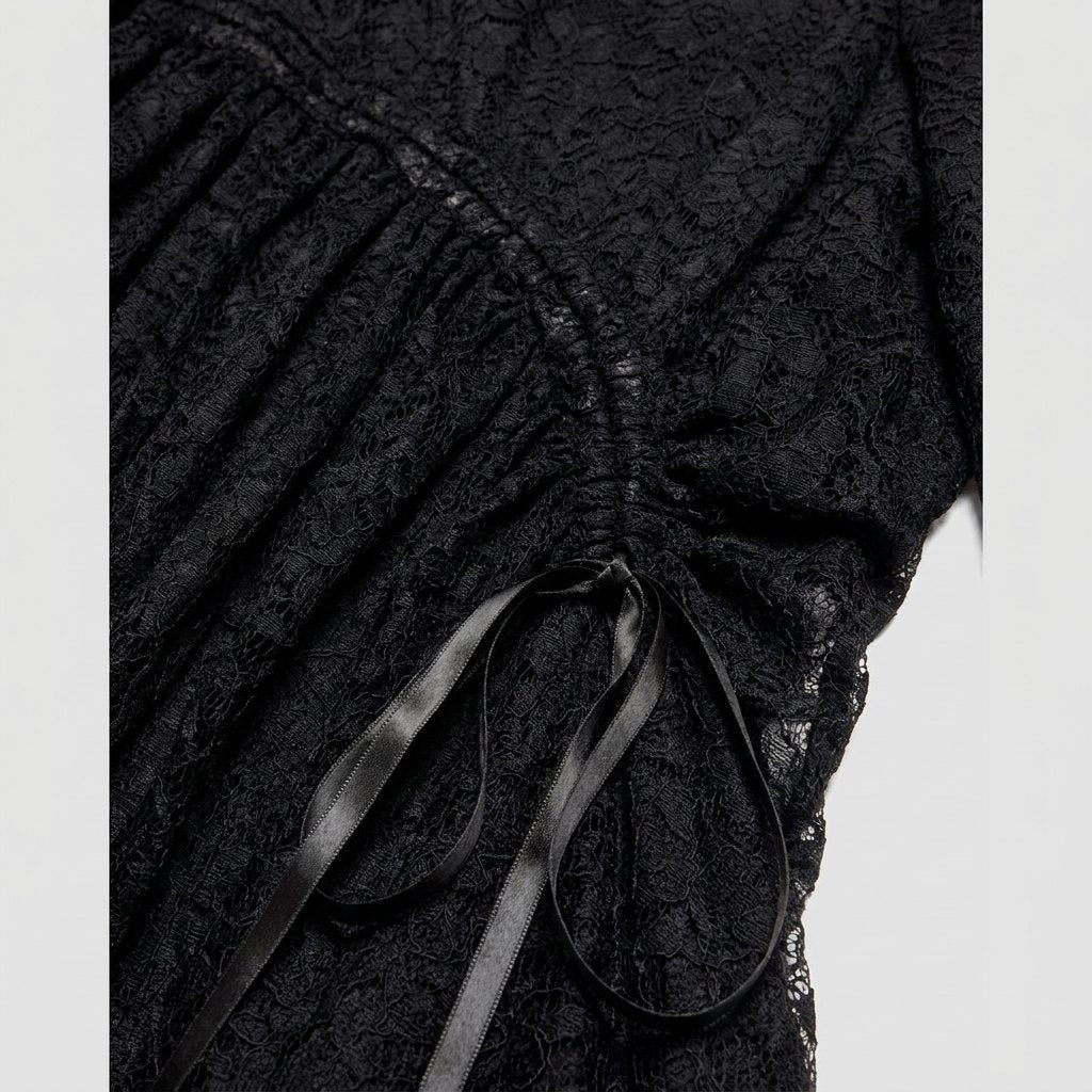 Hera Lace Dress black lace fabric detail