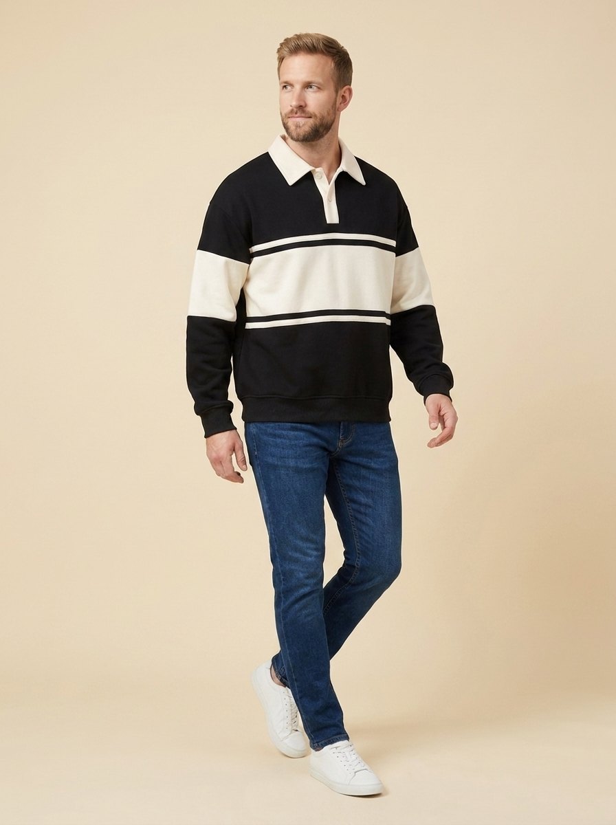 Herb stripes polo black