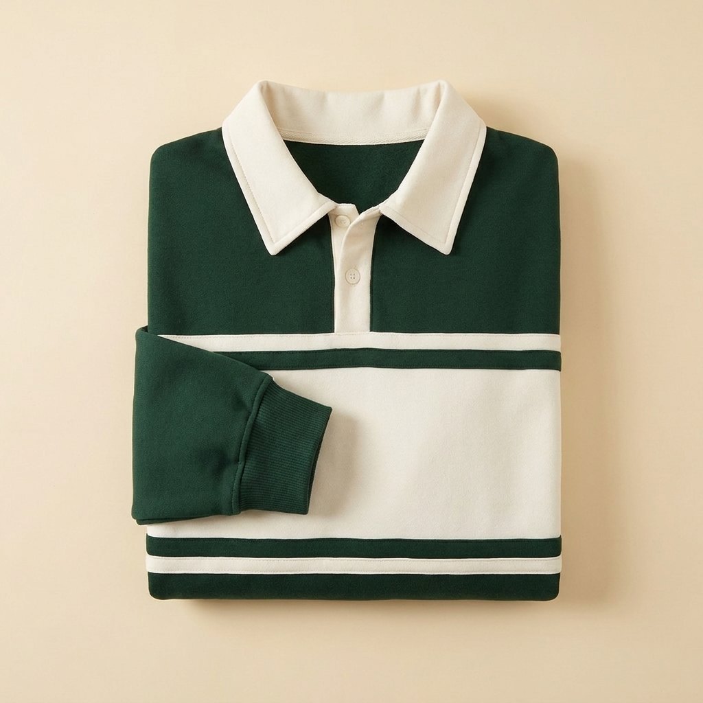 Herb stripes polo product flat lay