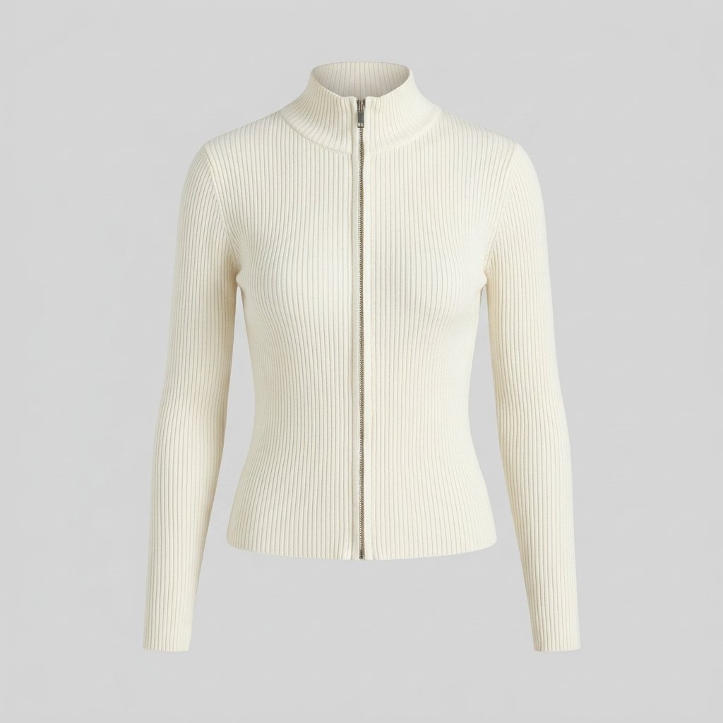 Holly double-zip ribbed knit top product flat lay